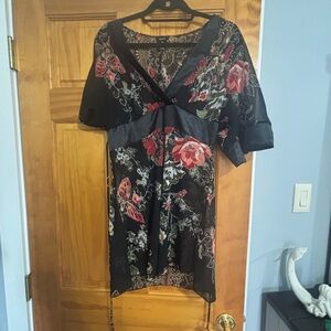 Rue21 Black Dress with Red Floral Design